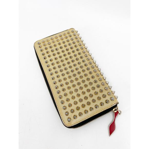 Christian Louboutin Panettone Metallic Gold Spike Stud Continental Long Wallet - Picture 3 of 7